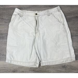 Carhartt Men's Size 36 Khaki Relaxed Fit Canvas Work Shorts 101167 Stained